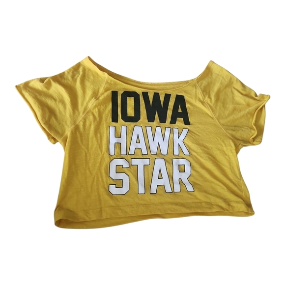 Victoria’s Secret PINK Iowa Hawkeyes Yellow Crop Top | XS | Collegiate Graphic - Picture 2 of 5